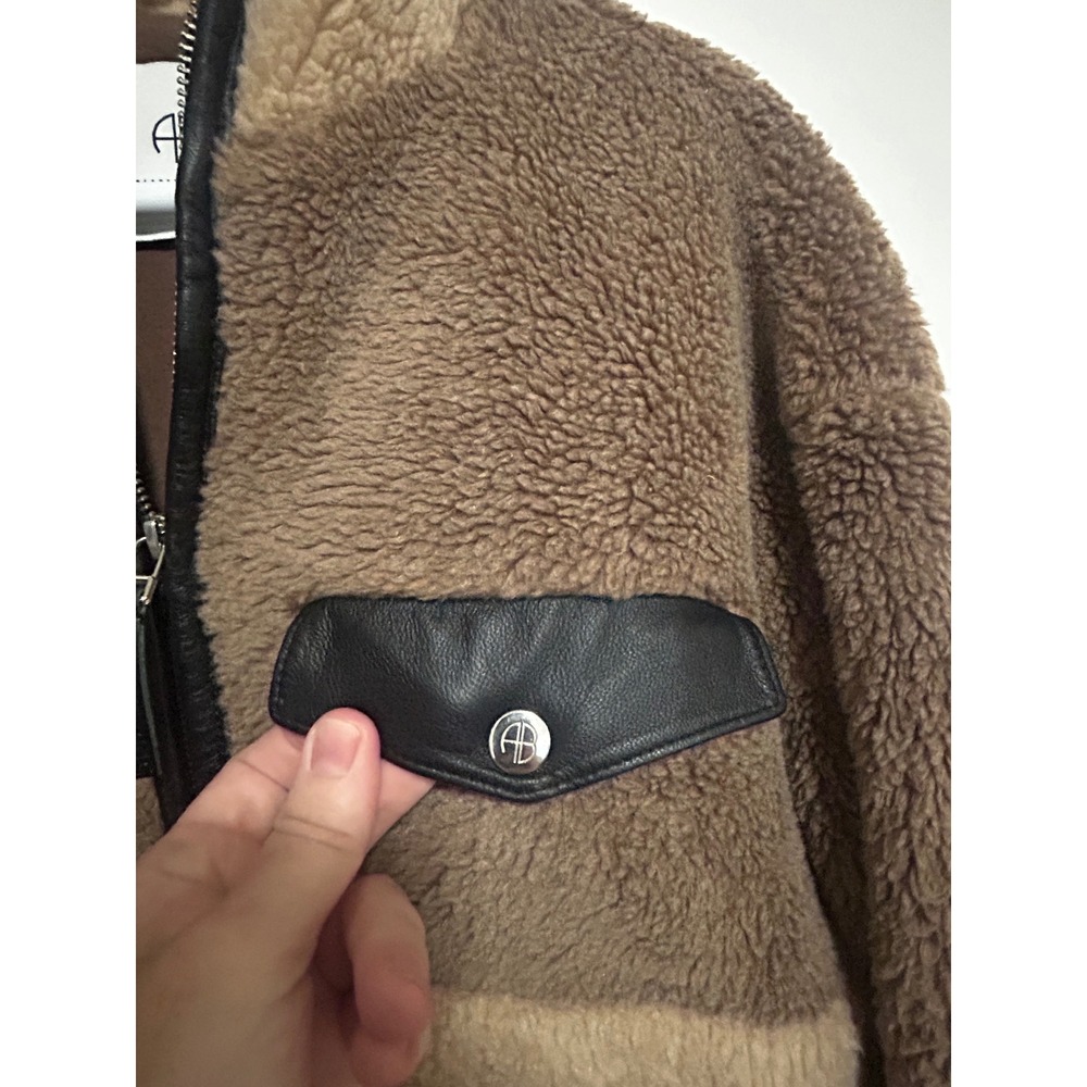 Anine Bing Royce Jacket Brown Tan Colorblock Sherpa Fleece Quarter Zip Small - Picture 6 of 7